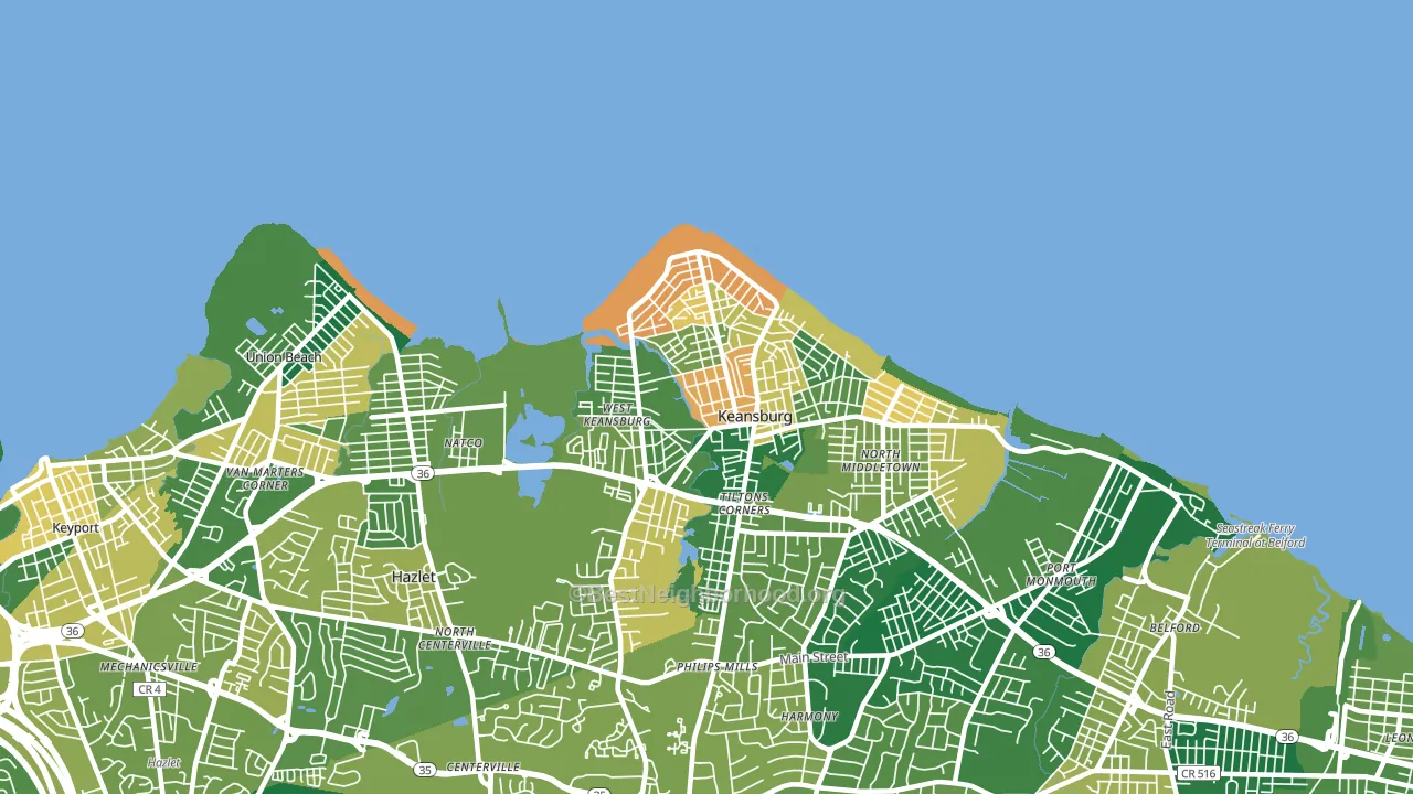 07734, NJ block-group voter-turnout map