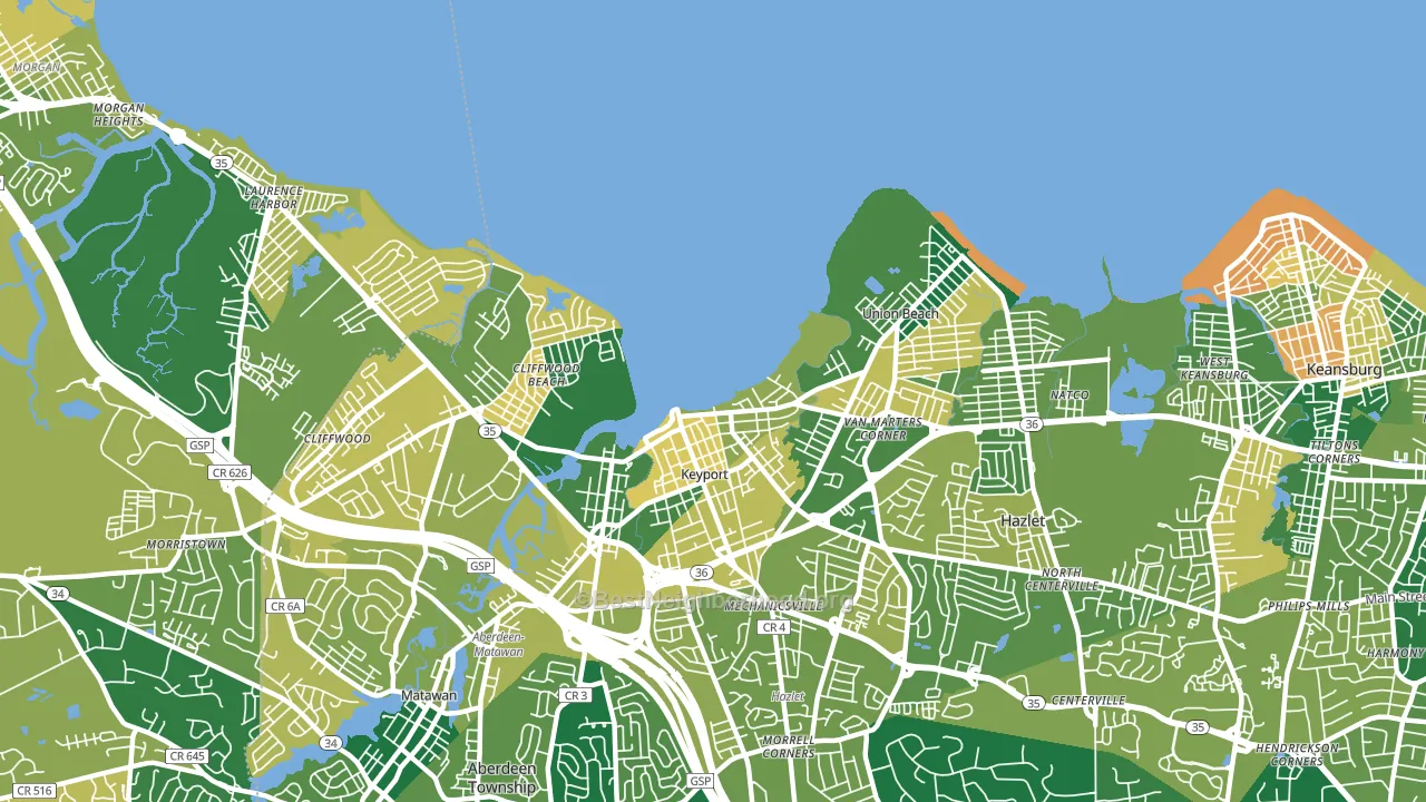 07735, NJ block-group voter-turnout map