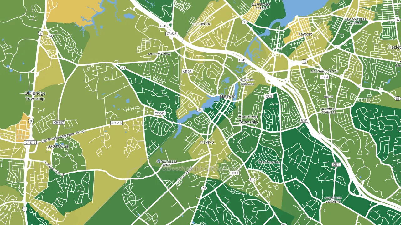 07747, NJ block-group voter-turnout map