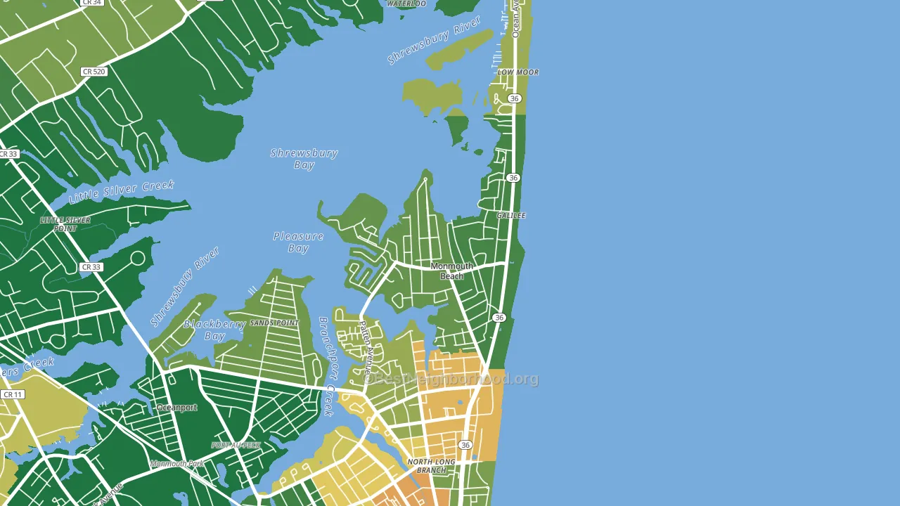 07750, NJ block-group voter-turnout map