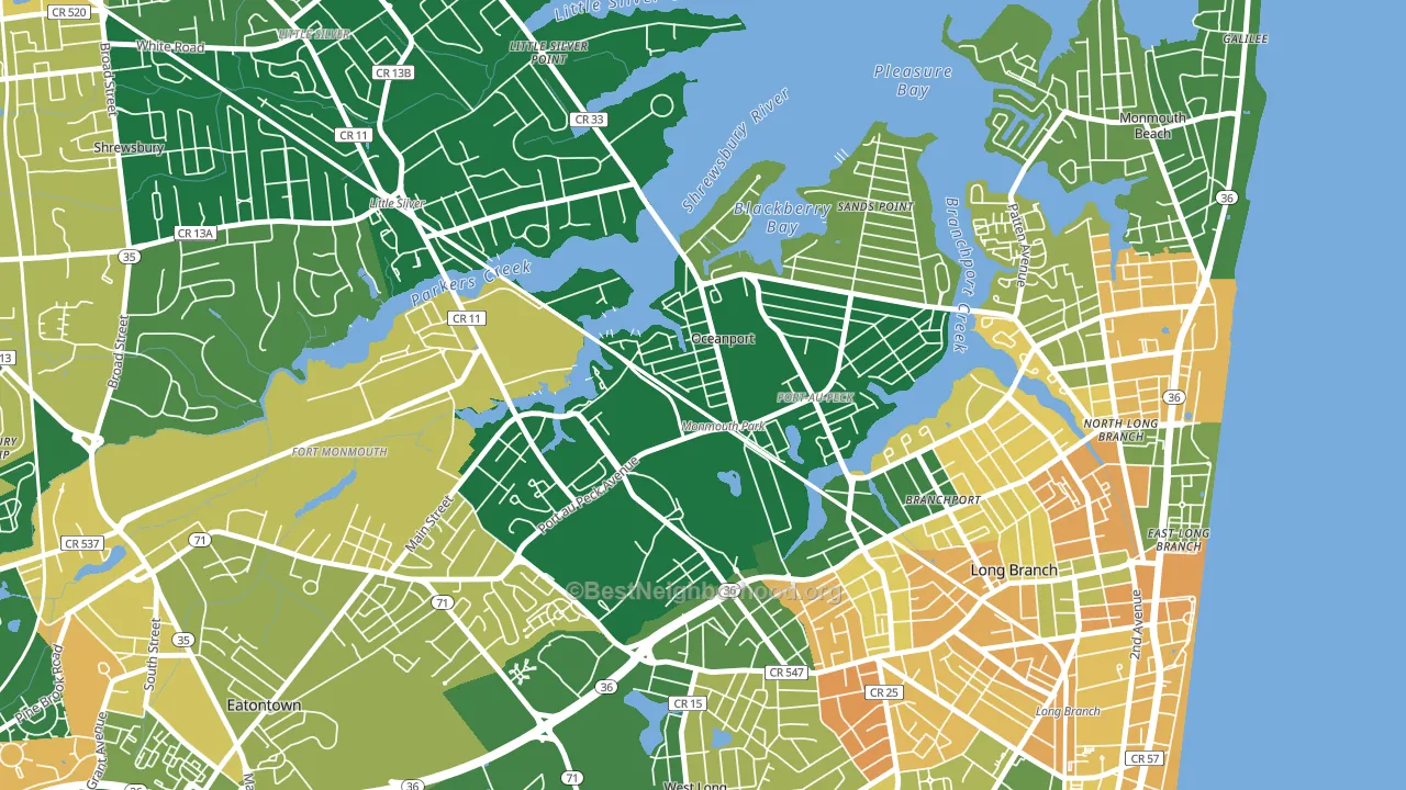 07757, NJ block-group voter-turnout map