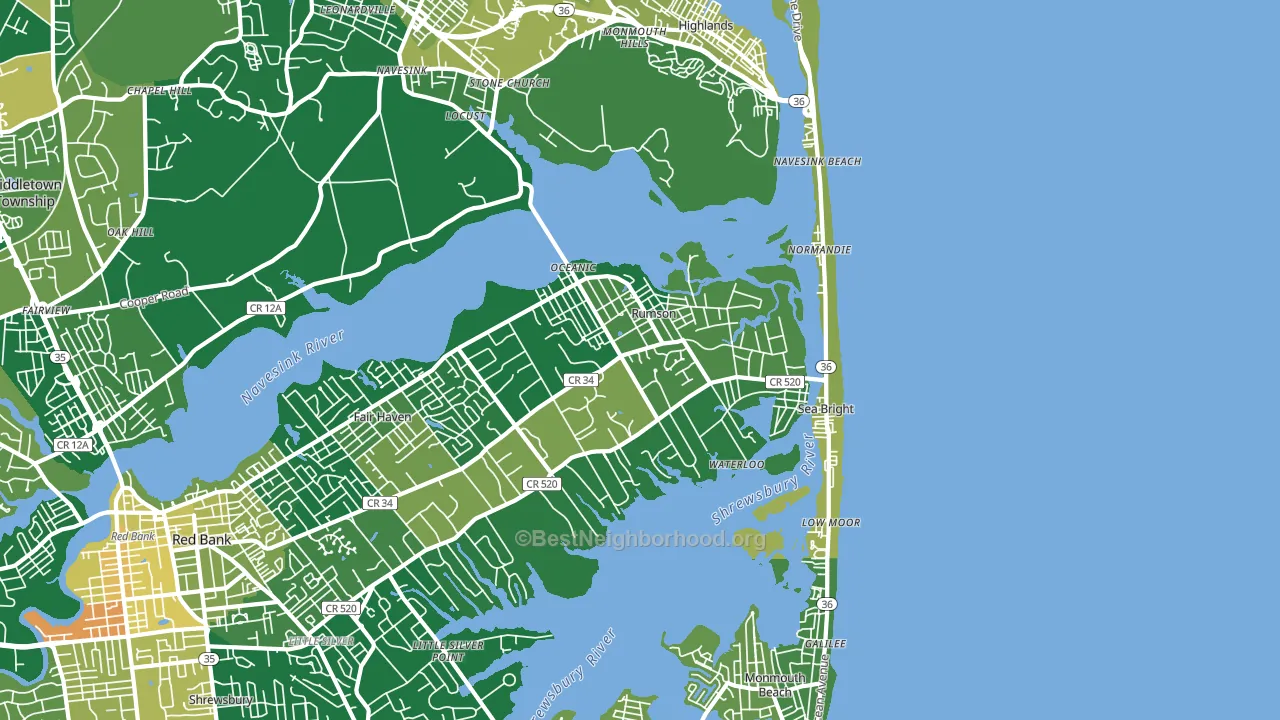 07760, NJ block-group voter-turnout map