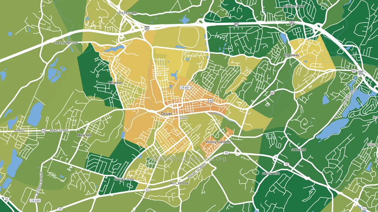 07801, NJ block-group voter-turnout map