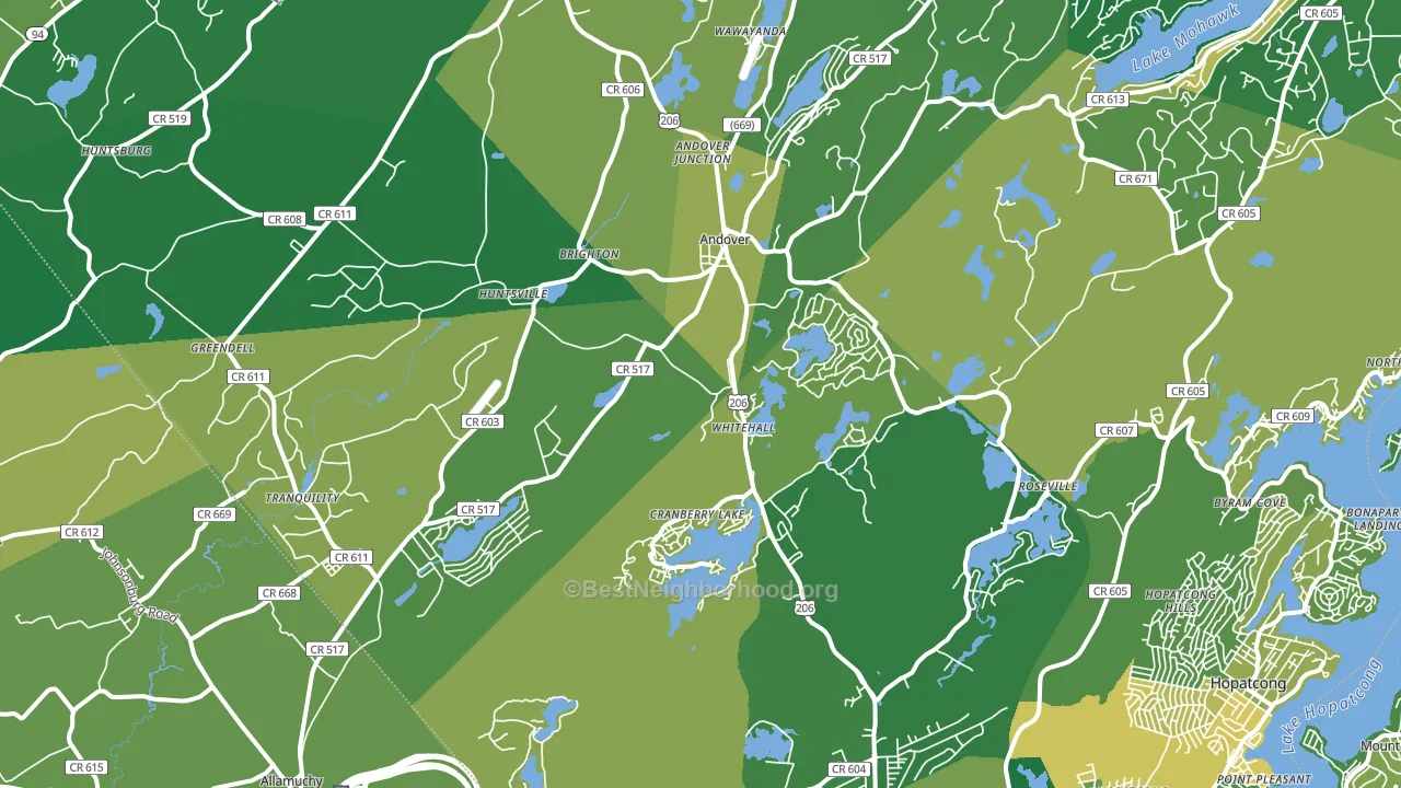 07821, NJ block-group voter-turnout map