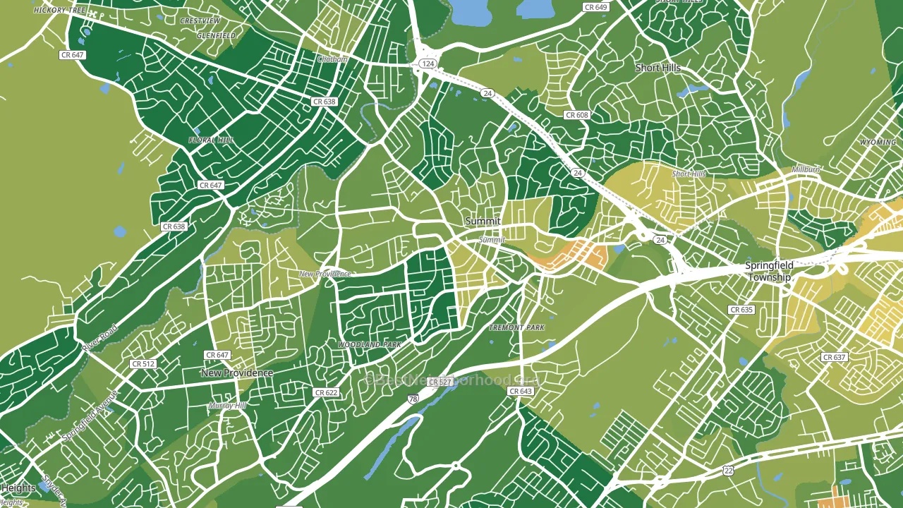 07901, NJ block-group voter-turnout map