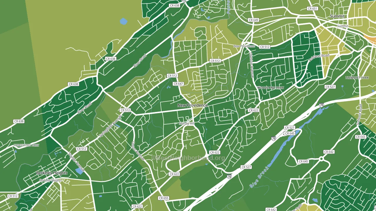 07974, NJ block-group voter-turnout map