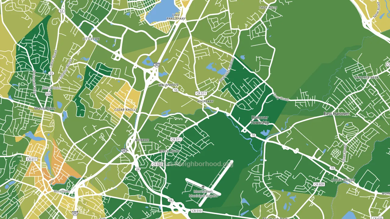 07981, NJ block-group voter-turnout map