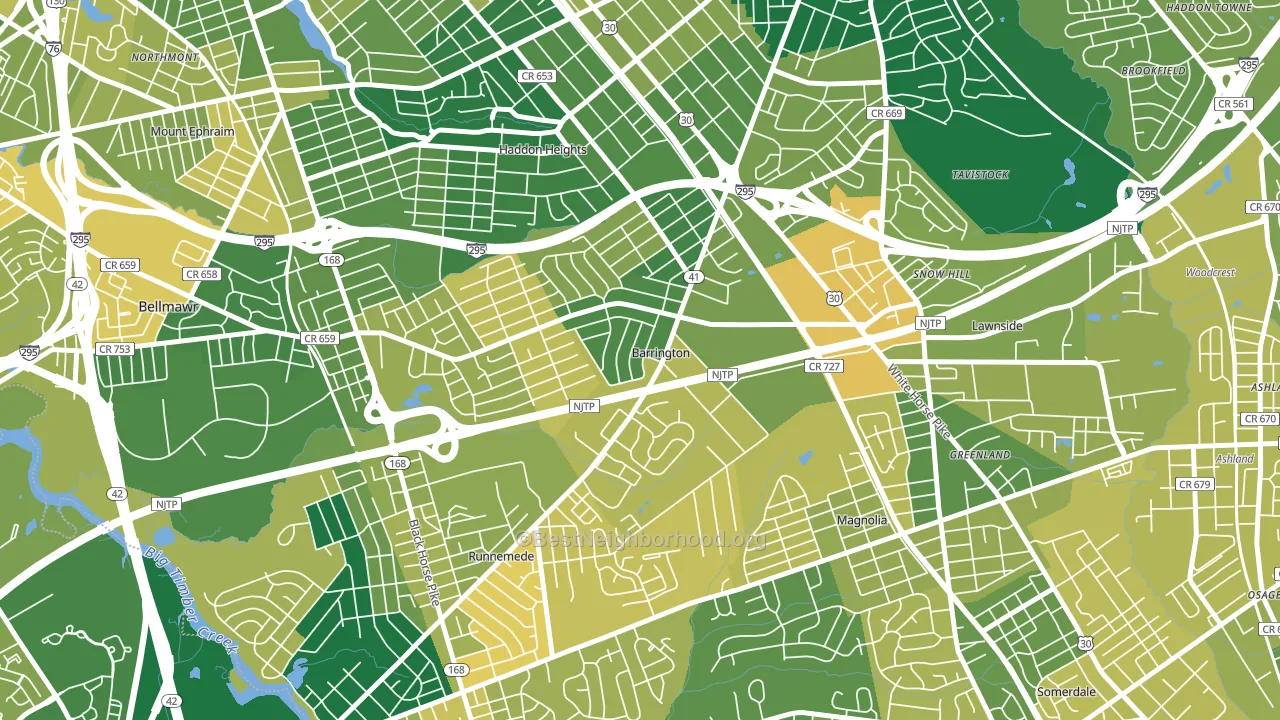 08007, NJ block-group voter-turnout map