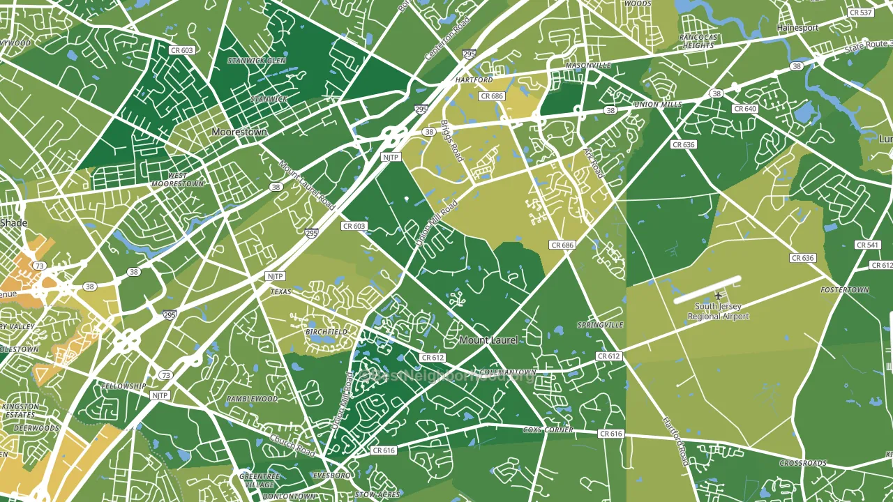 08054, NJ block-group voter-turnout map