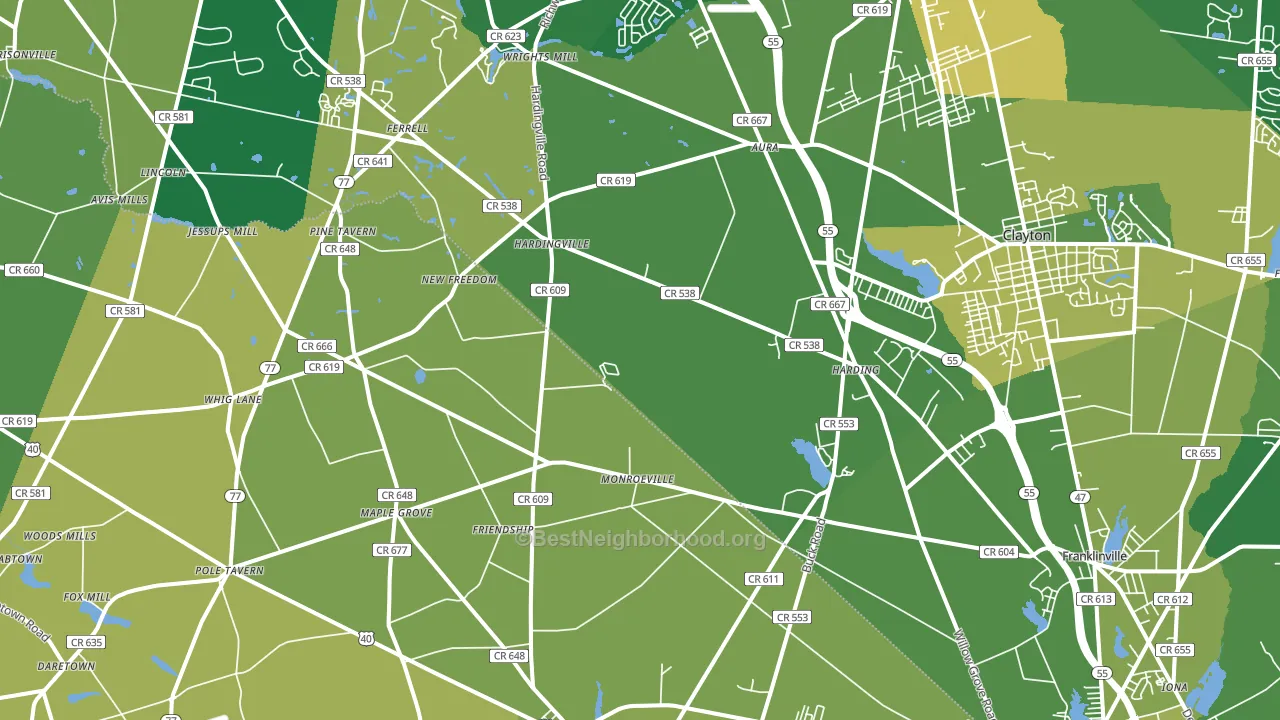 08343, NJ block-group voter-turnout map