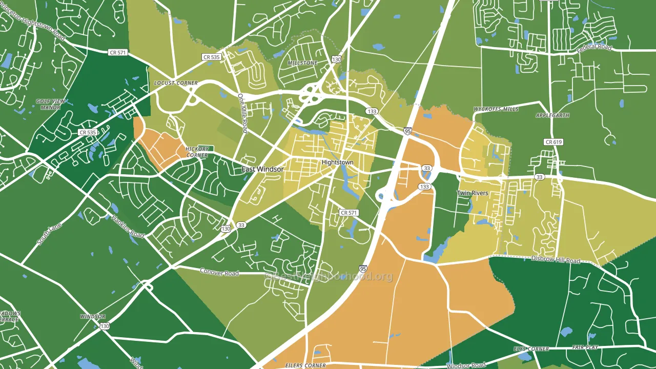 08520, NJ block-group voter-turnout map