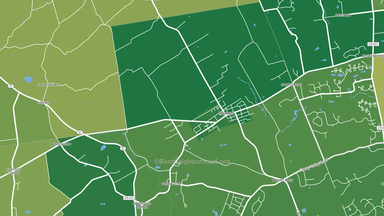 08525, NJ block-group voter-turnout map