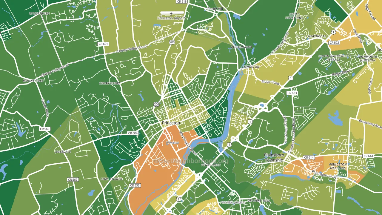 08540, NJ block-group voter-turnout map