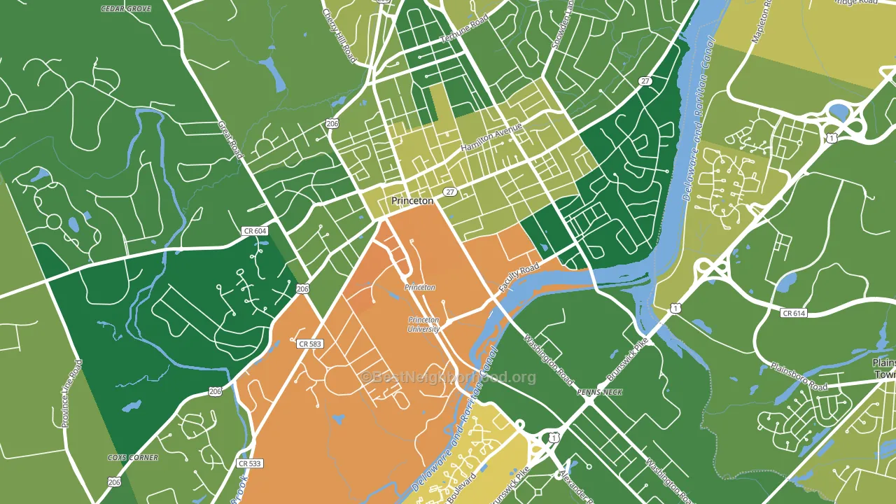 08544, NJ block-group voter-turnout map