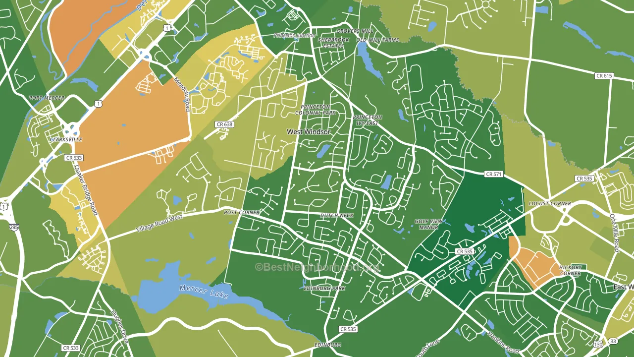 08550, NJ block-group voter-turnout map