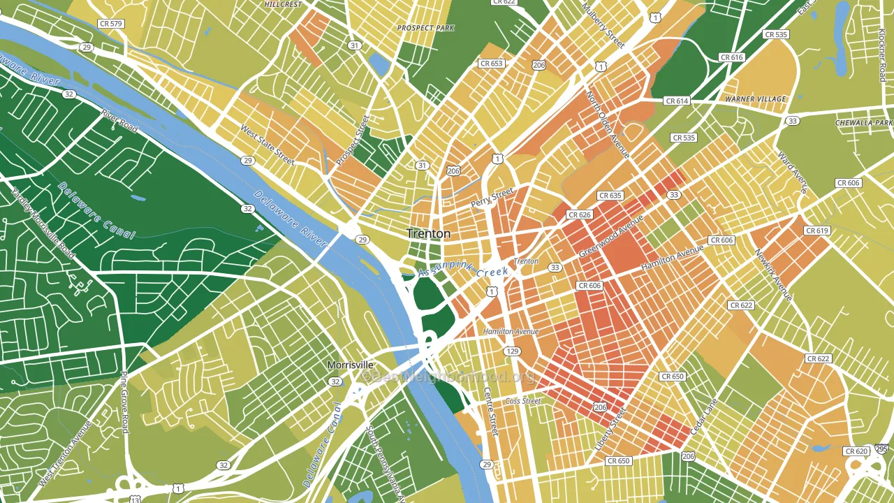 08608, NJ block-group voter-turnout map
