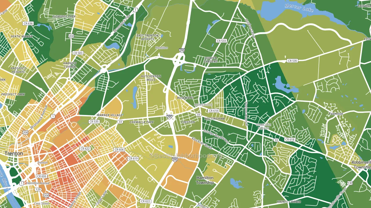 08619, NJ block-group voter-turnout map