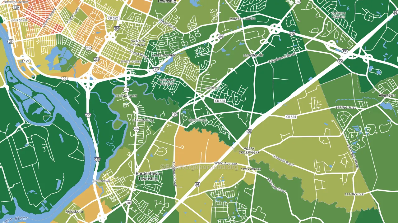 08620, NJ block-group voter-turnout map