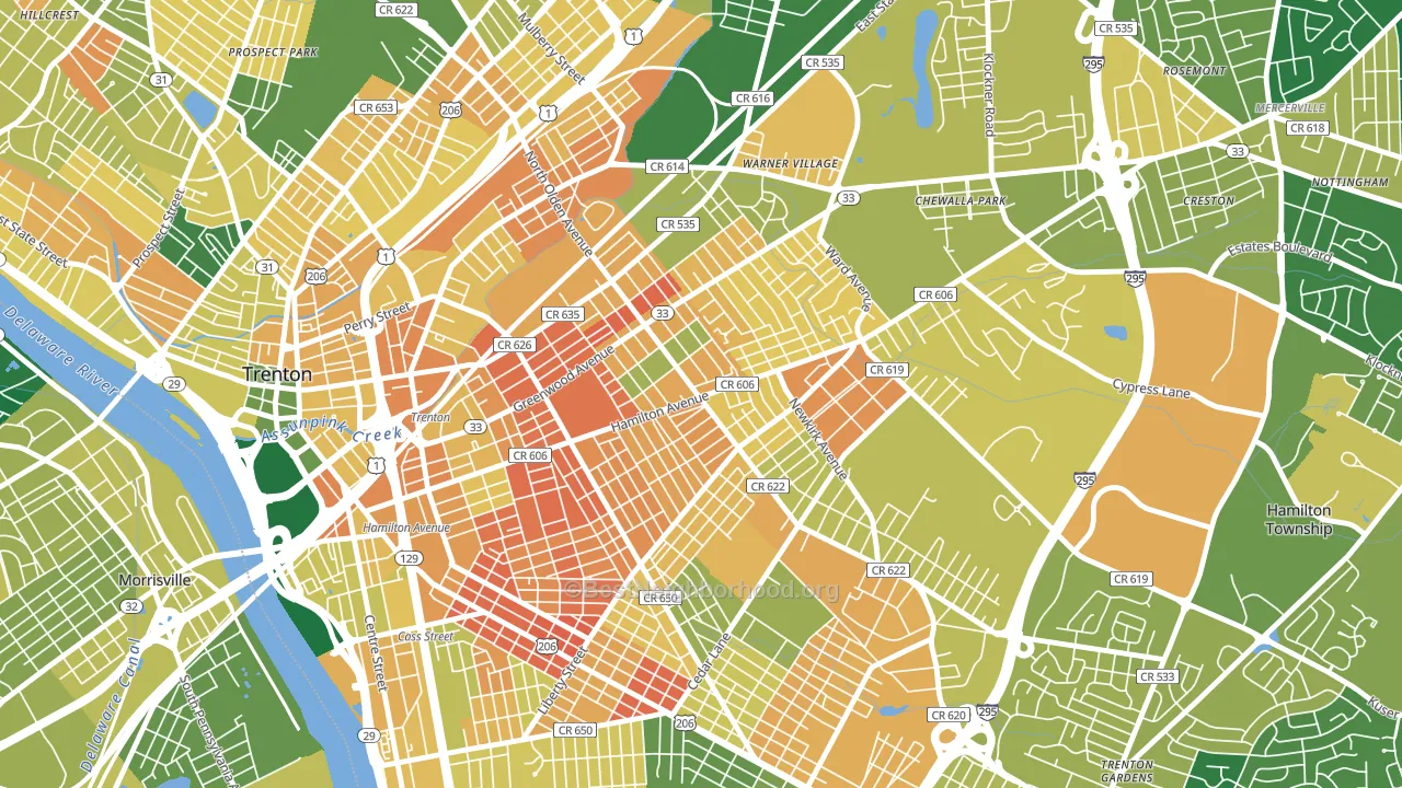 08629, NJ block-group voter-turnout map