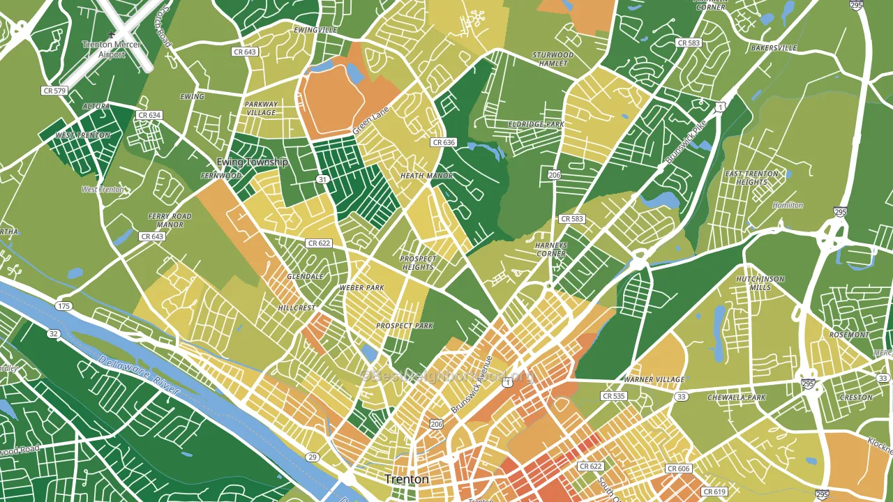 08638, NJ block-group voter-turnout map