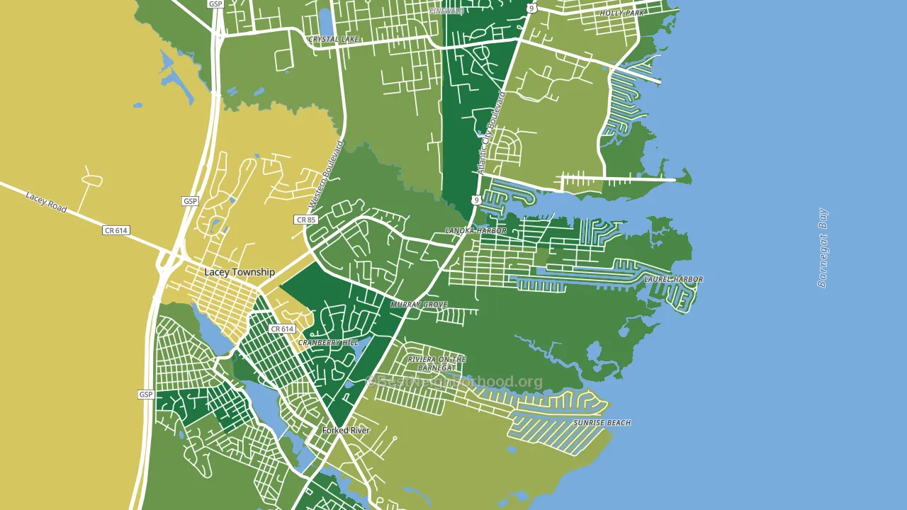 08734, NJ block-group voter-turnout map