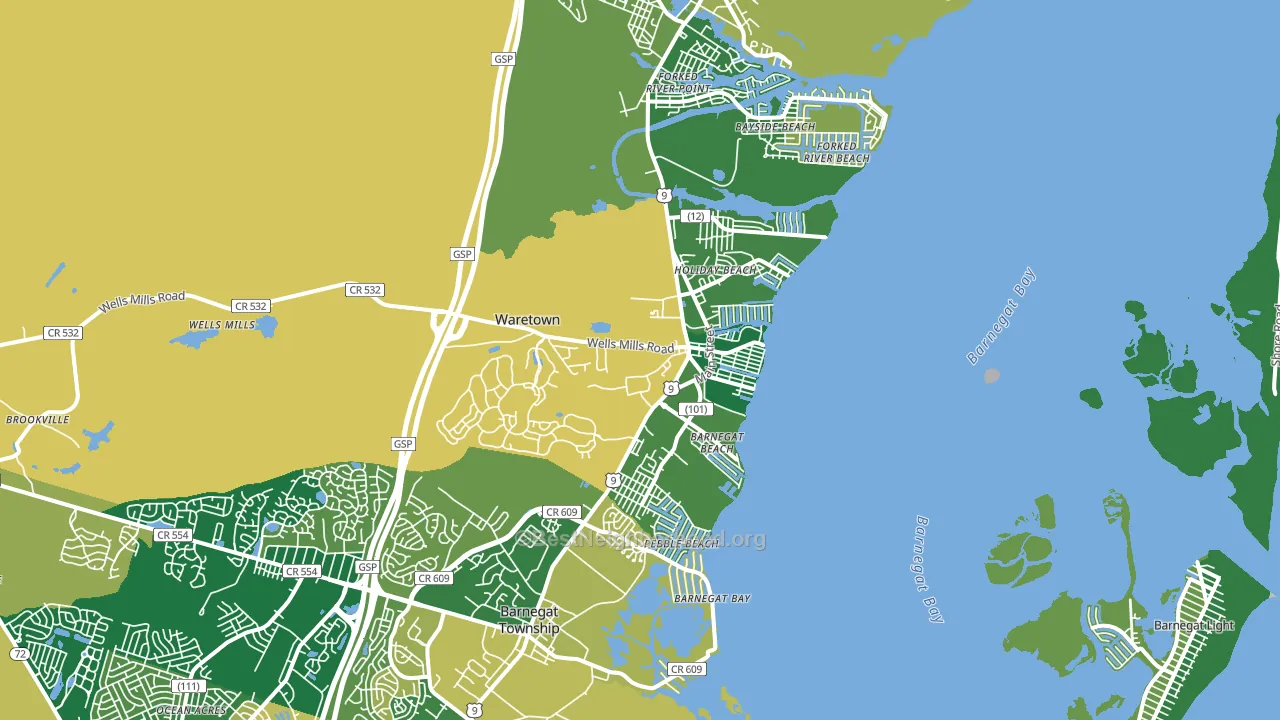 08758, NJ block-group voter-turnout map