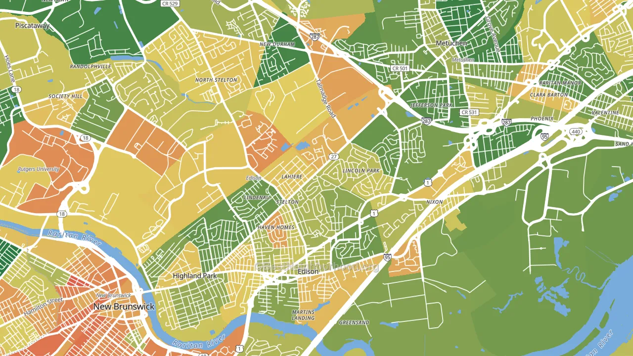 08817, NJ block-group voter-turnout map