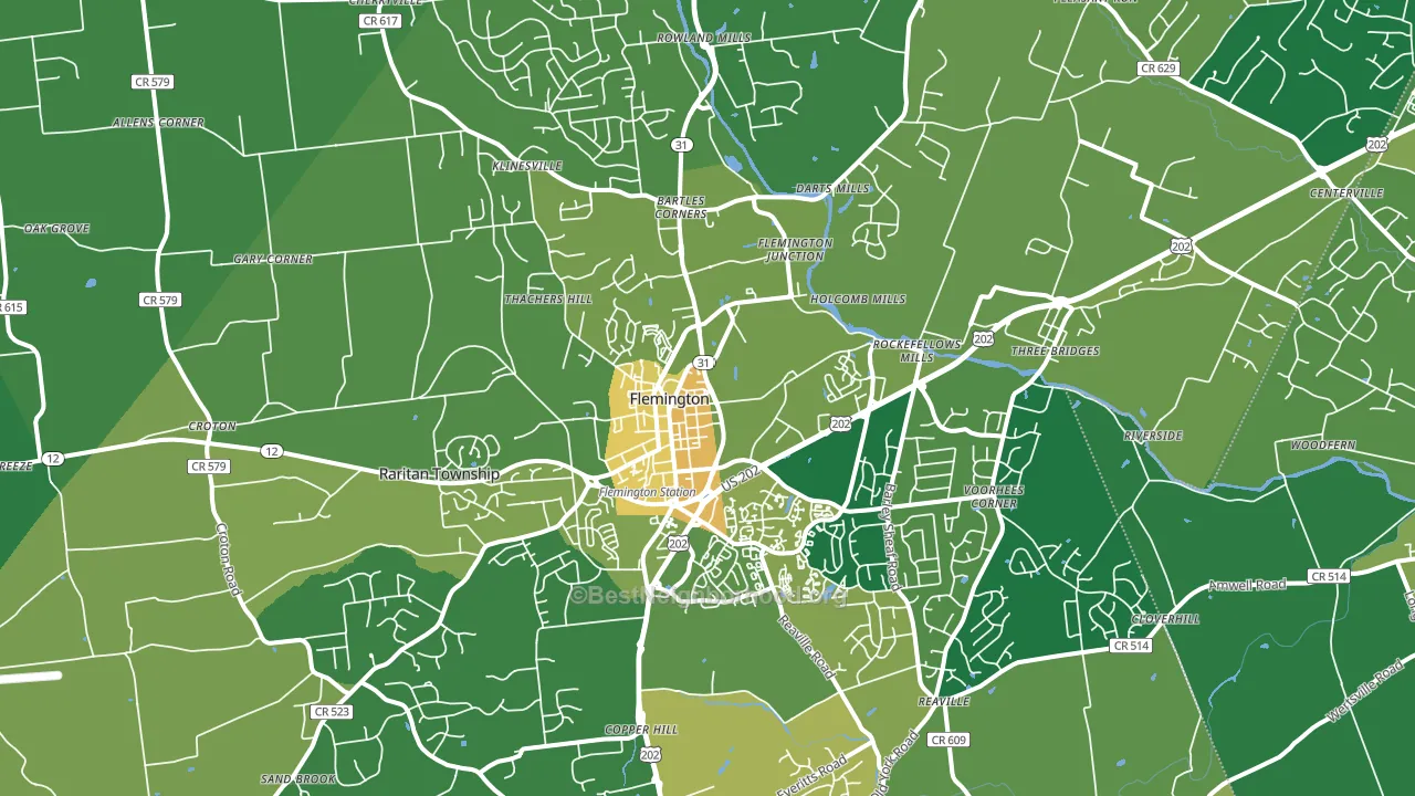 08822, NJ block-group voter-turnout map