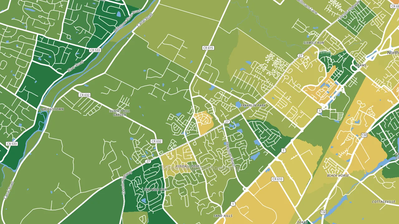 08823, NJ block-group voter-turnout map