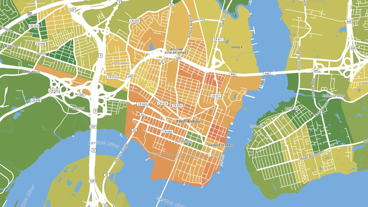 08861, NJ block-group voter-turnout map