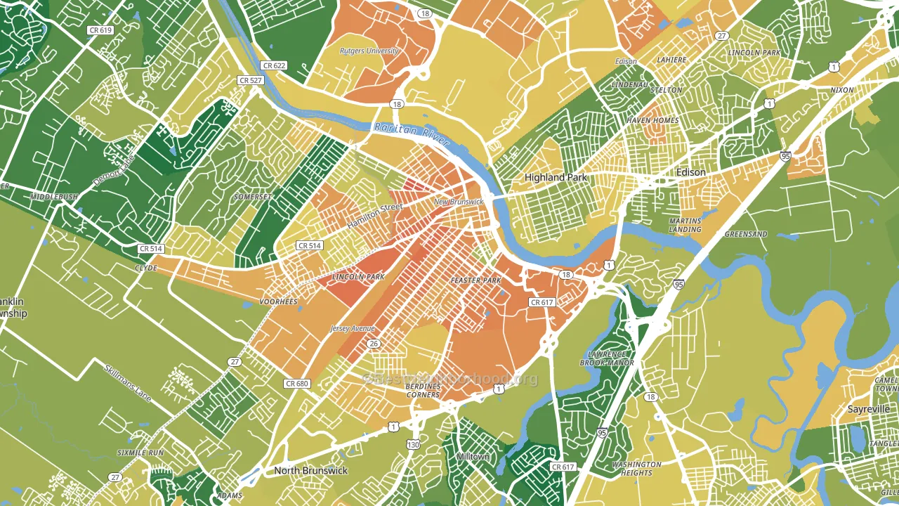 08901, NJ block-group voter-turnout map