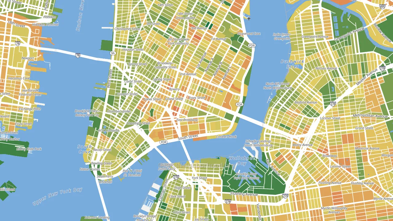 10002, NY block-group voter-turnout map