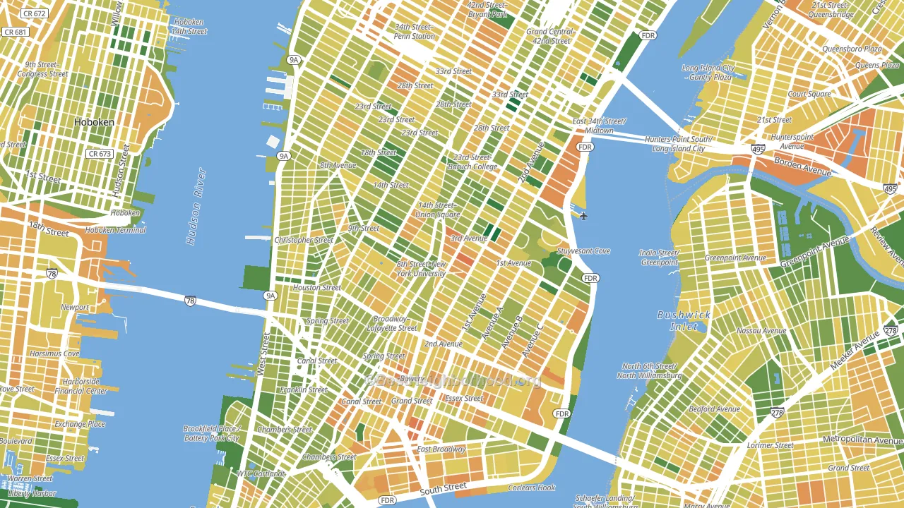 10003, NY block-group voter-turnout map