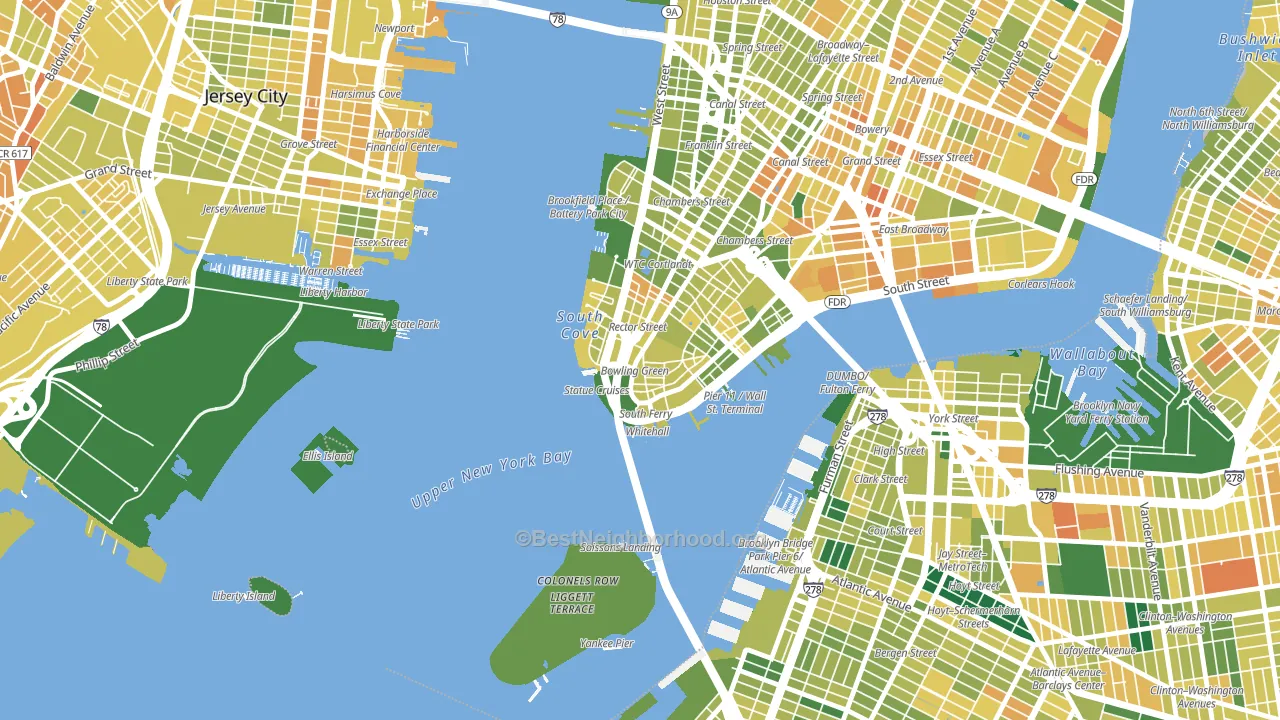 10004, NY block-group voter-turnout map