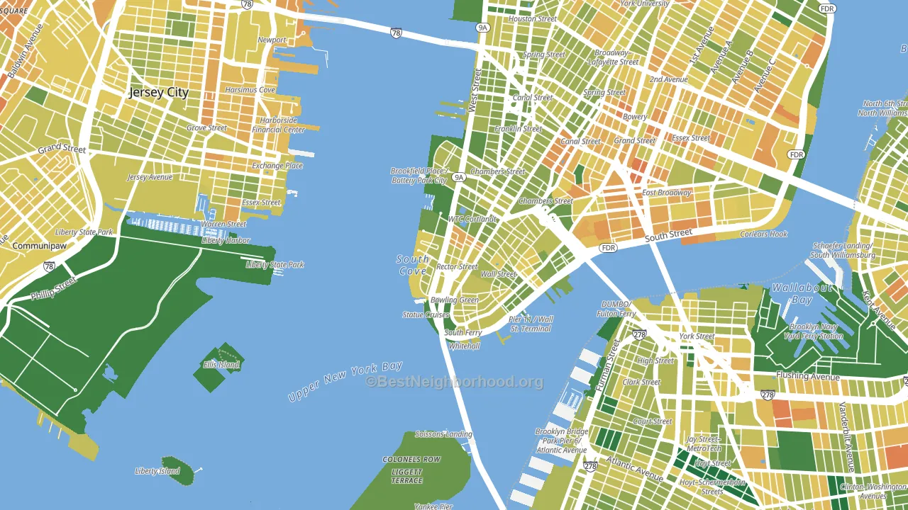 10006, NY block-group voter-turnout map