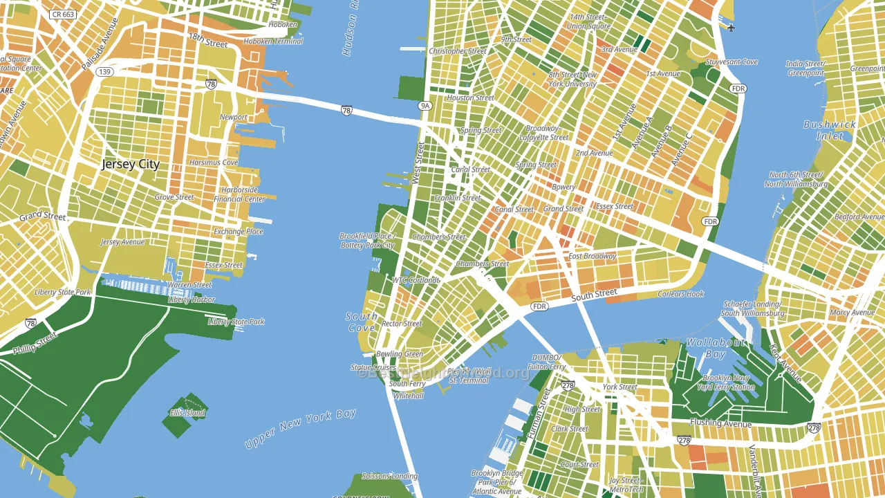 10007, NY block-group voter-turnout map