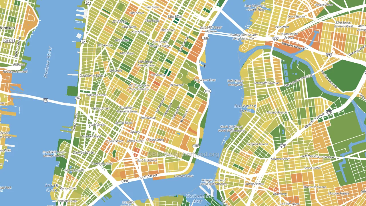 10009, NY block-group voter-turnout map