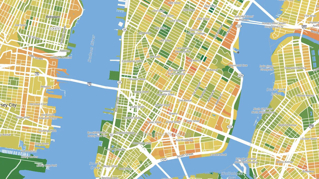 10012, NY block-group voter-turnout map