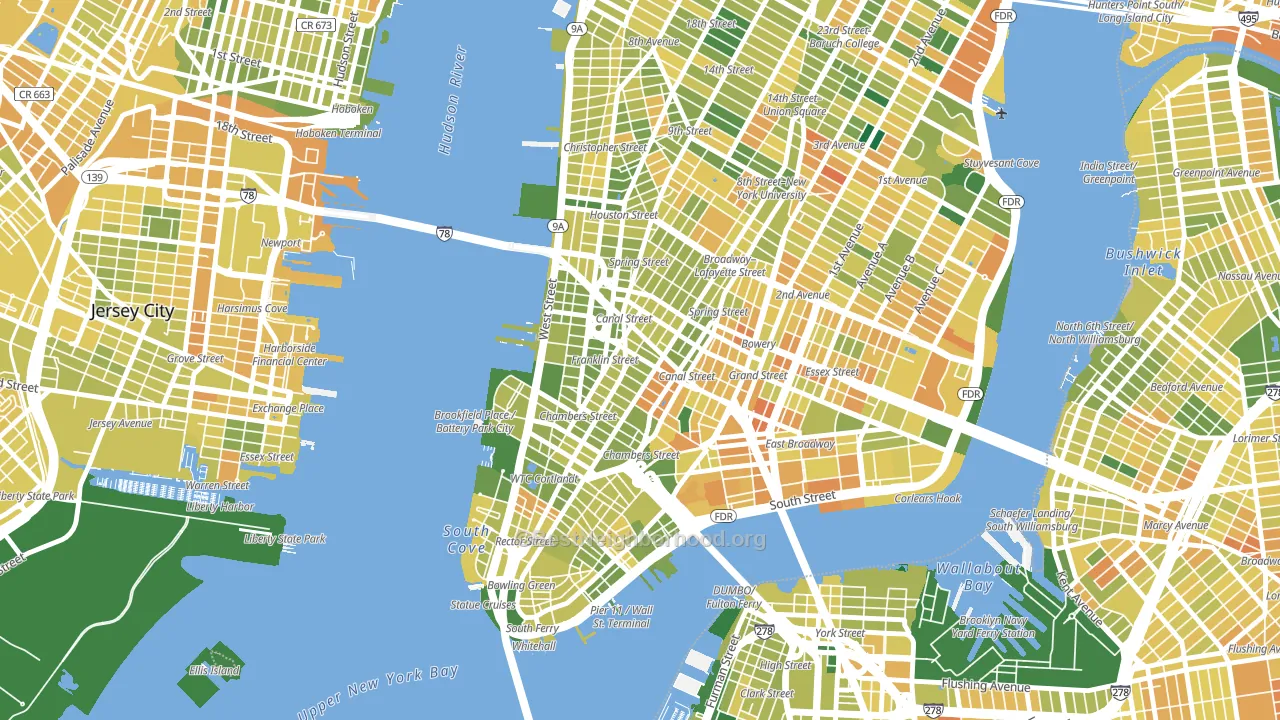 10013, NY block-group voter-turnout map