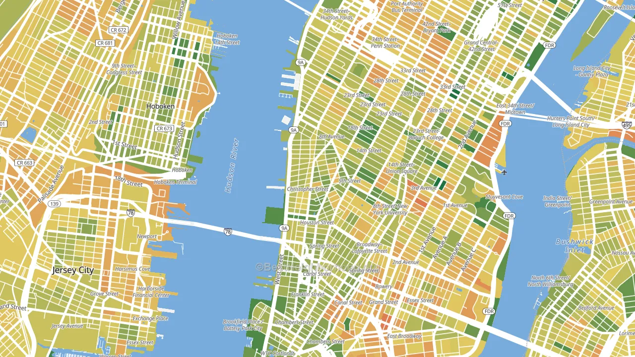 10014, NY block-group voter-turnout map