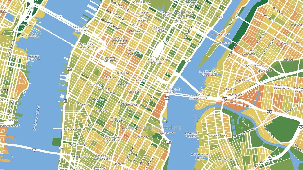 10016, NY block-group voter-turnout map