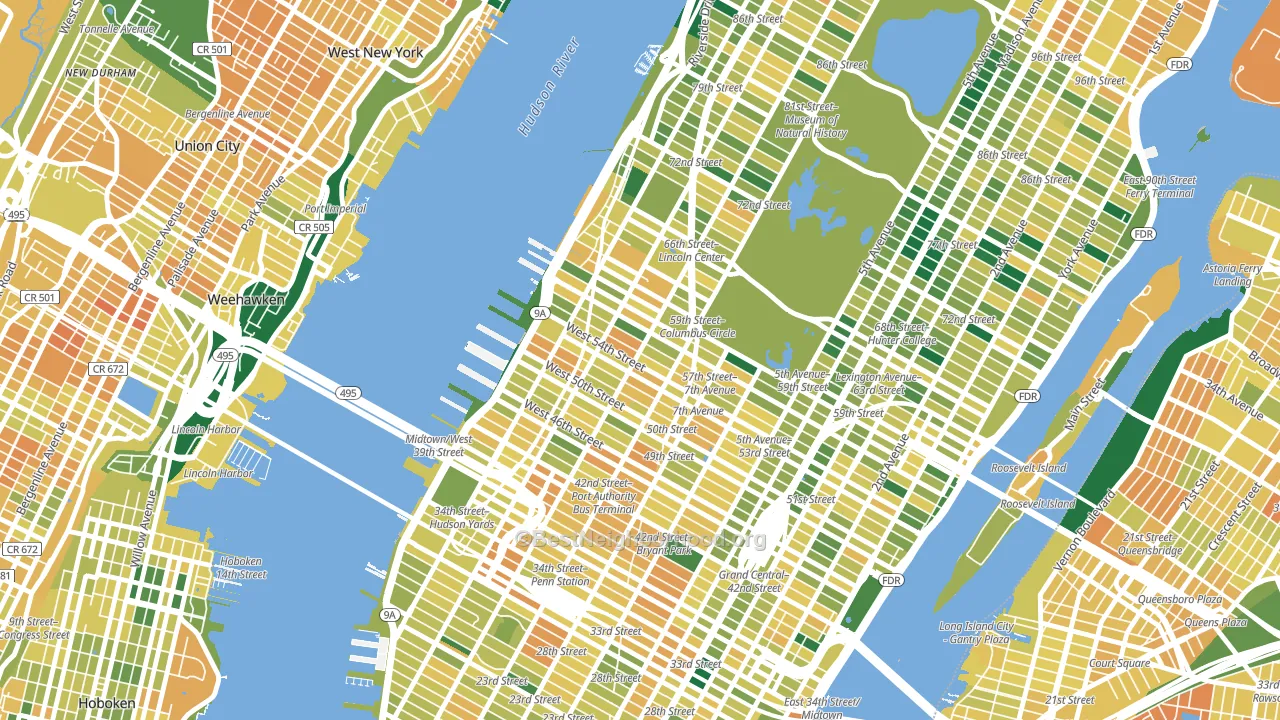10019, NY block-group voter-turnout map