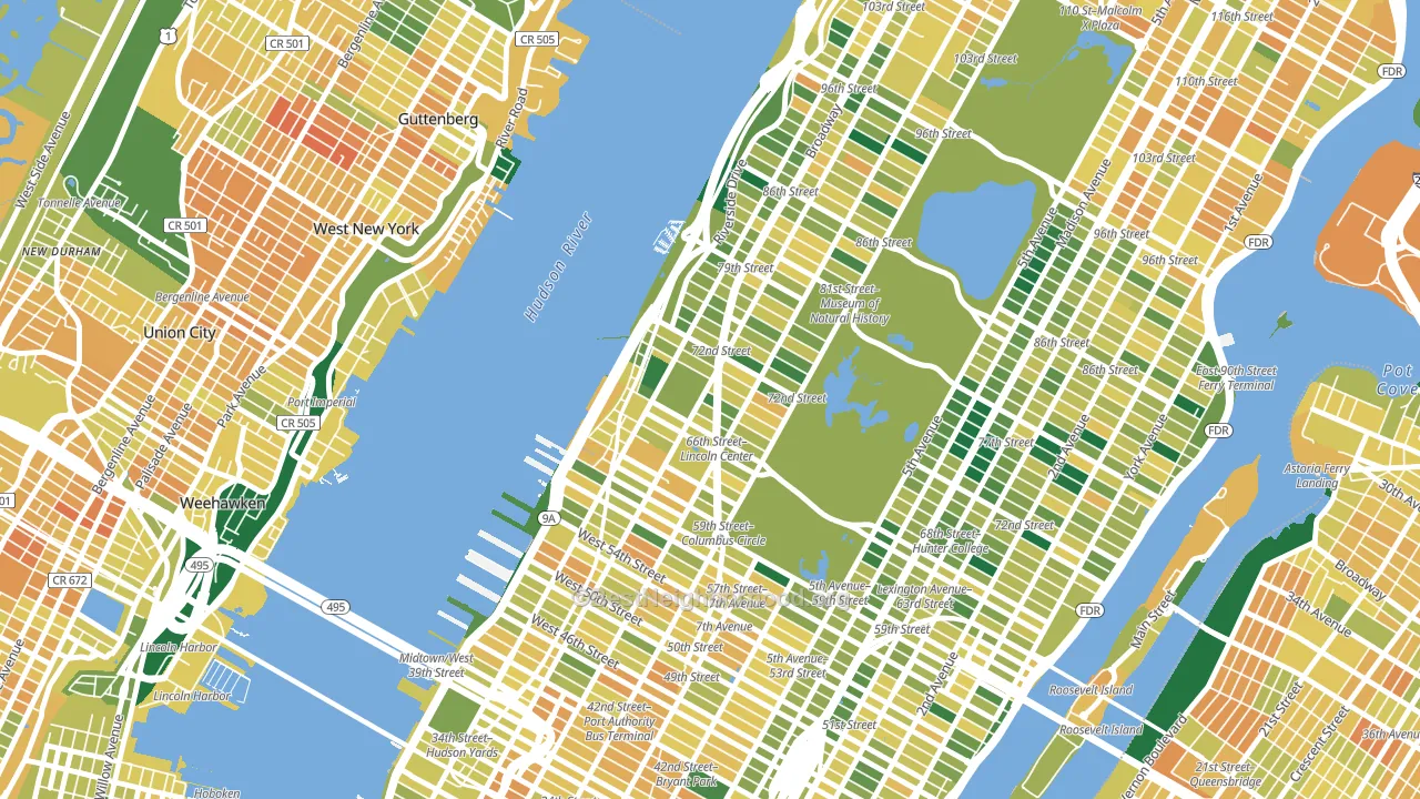 10023, NY block-group voter-turnout map