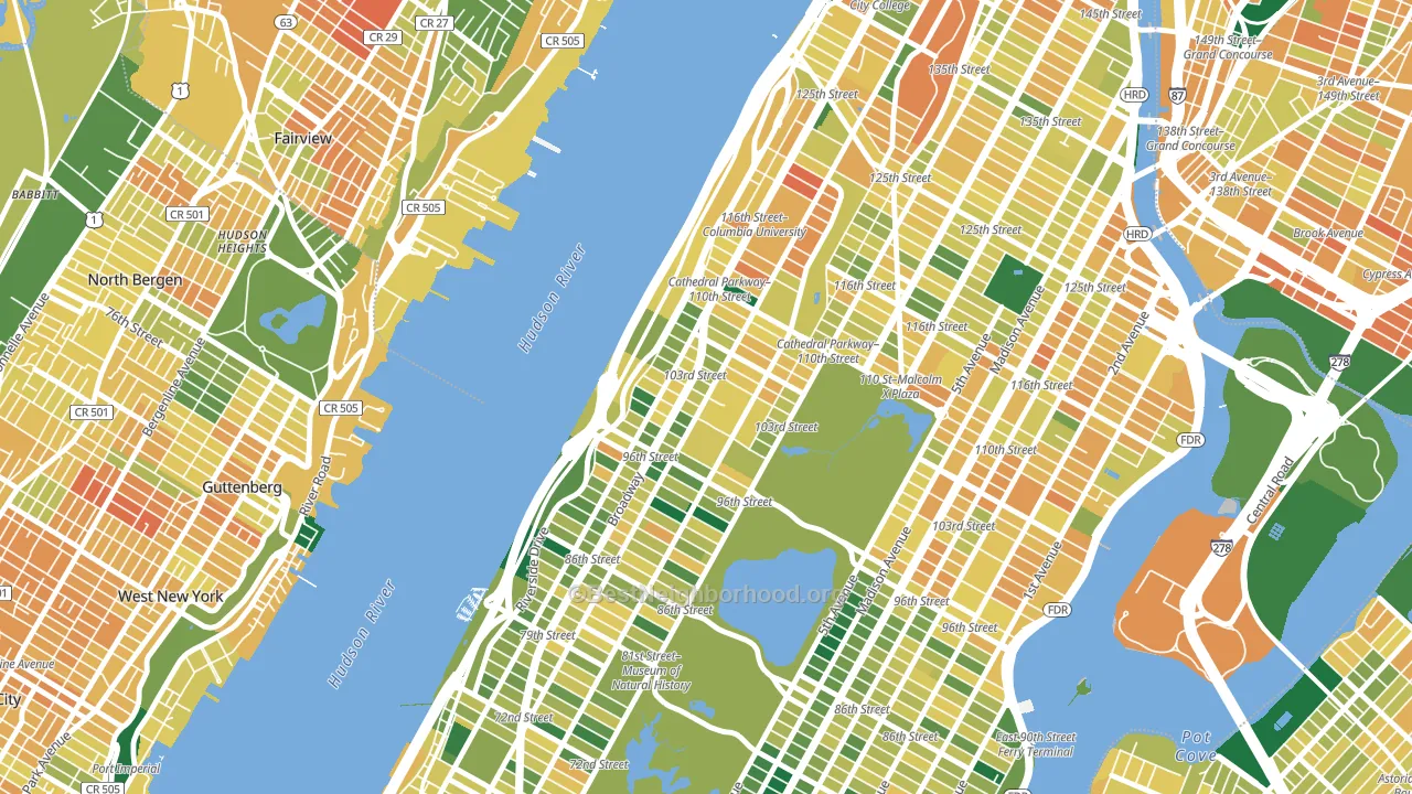 10025, NY block-group voter-turnout map