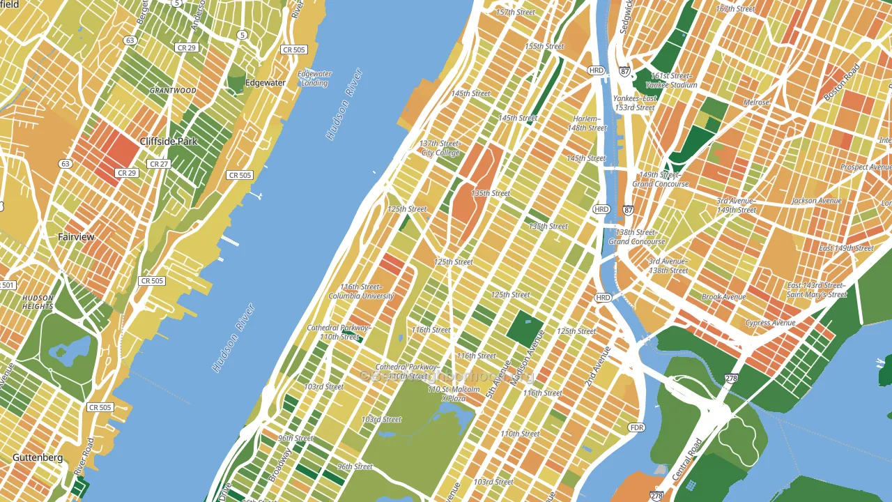 10027, NY block-group voter-turnout map