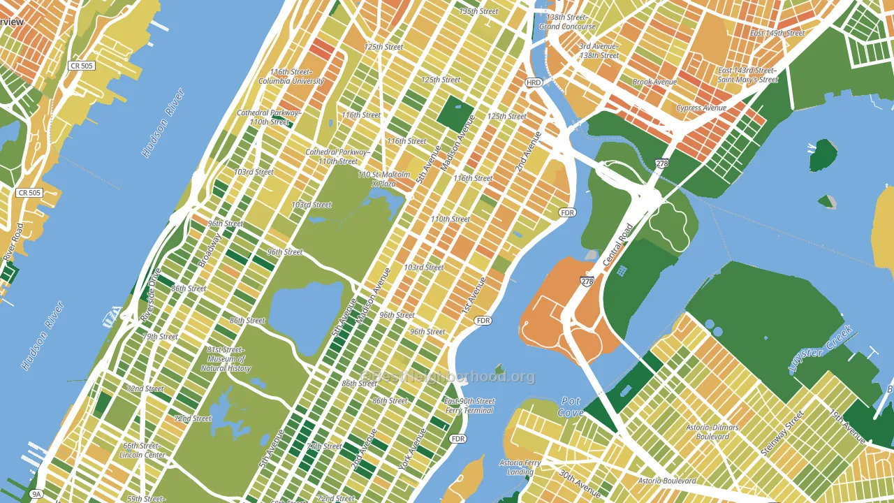 10029, NY block-group voter-turnout map