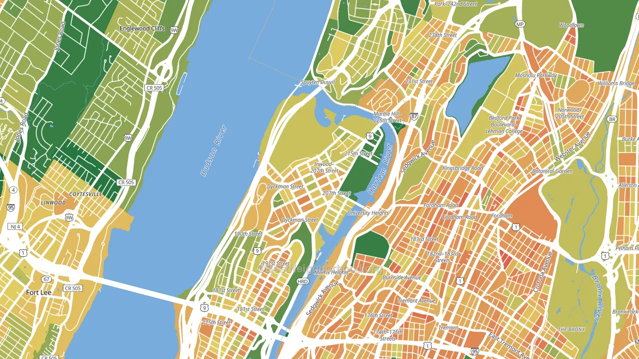 10034, NY block-group voter-turnout map