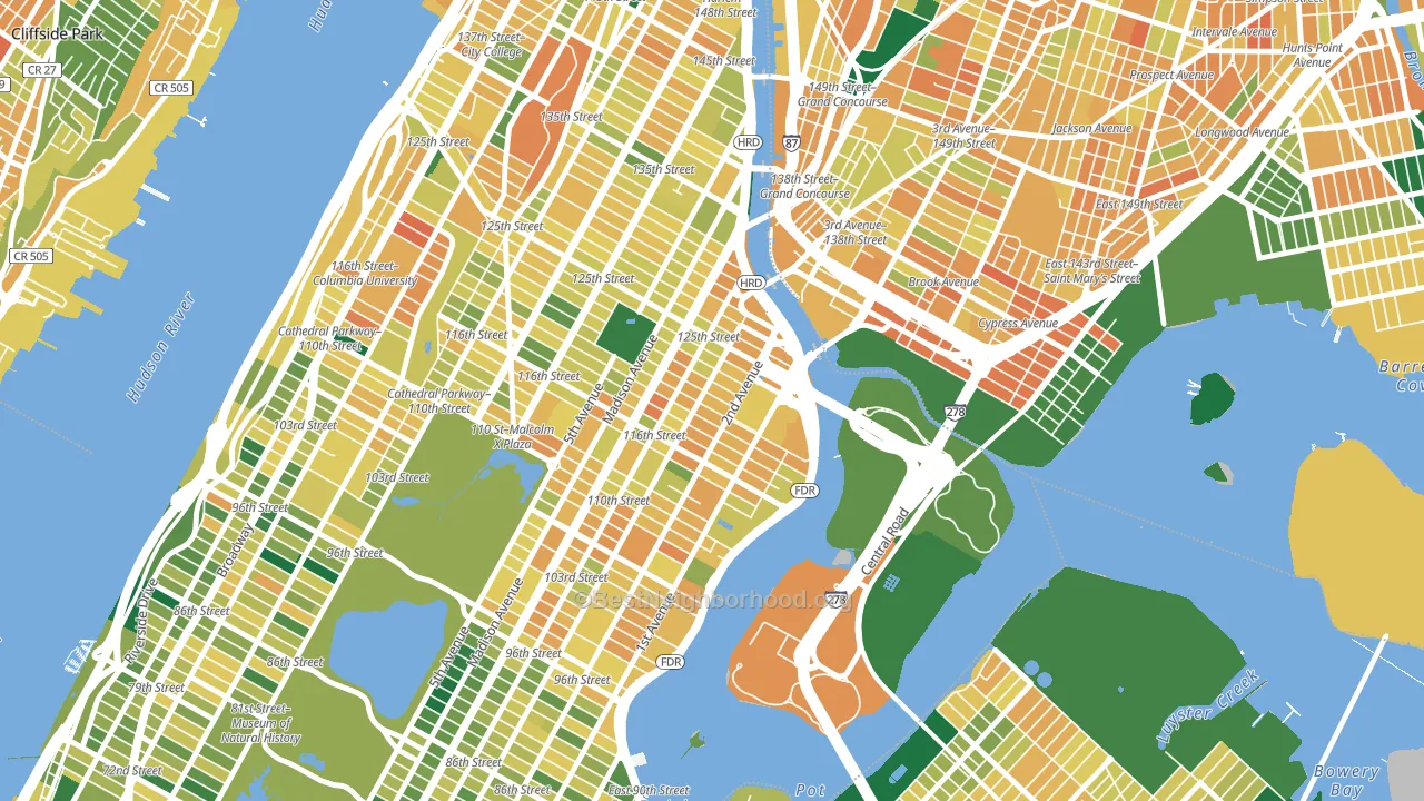 10035, NY block-group voter-turnout map