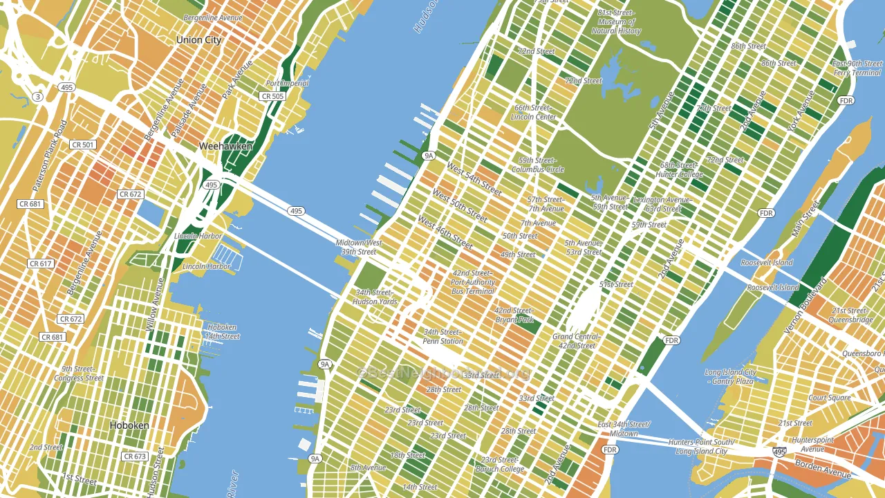 10036, NY block-group voter-turnout map