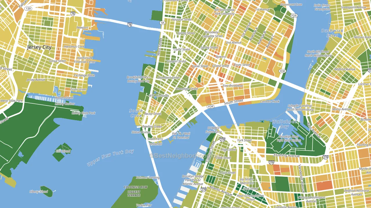 10038, NY block-group voter-turnout map